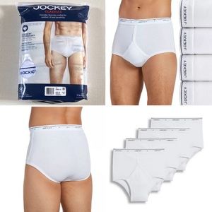 NEW JOCKEY CLASSICS MEN’S 4 FULL-RISE WHITE BRIEFS, SIZE 42